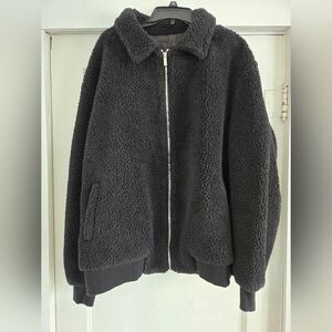 Men's Cozy Black Fleece Sherpa Zip Up Jacket Size XX-Large